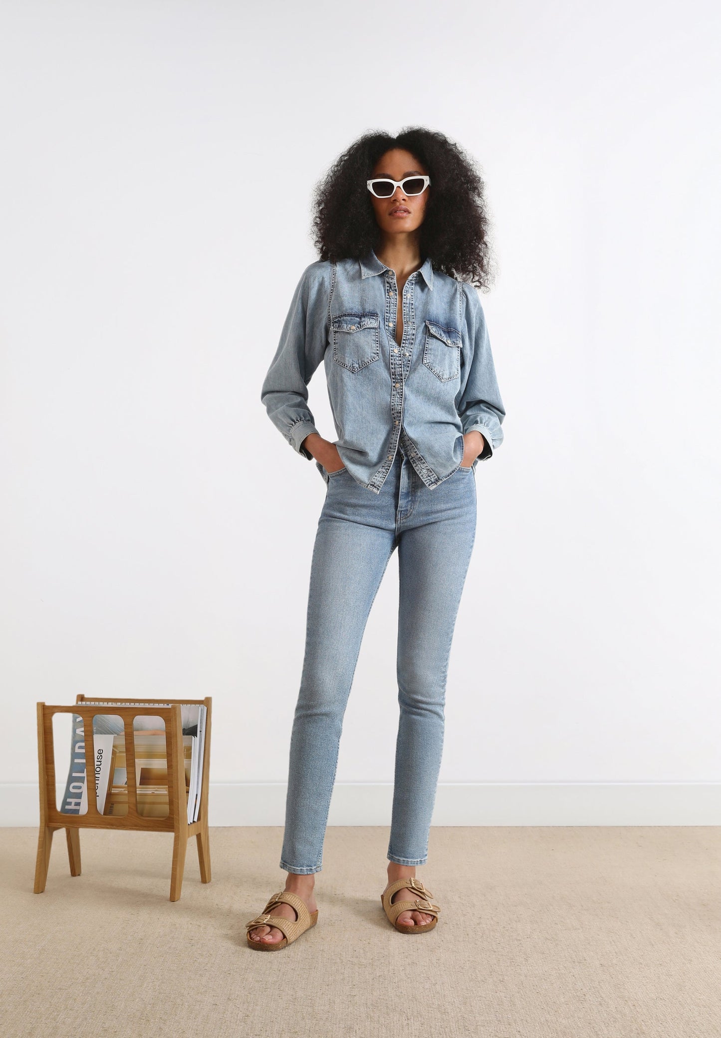 CAMISA JEAN LAVADA BOLSILLOS