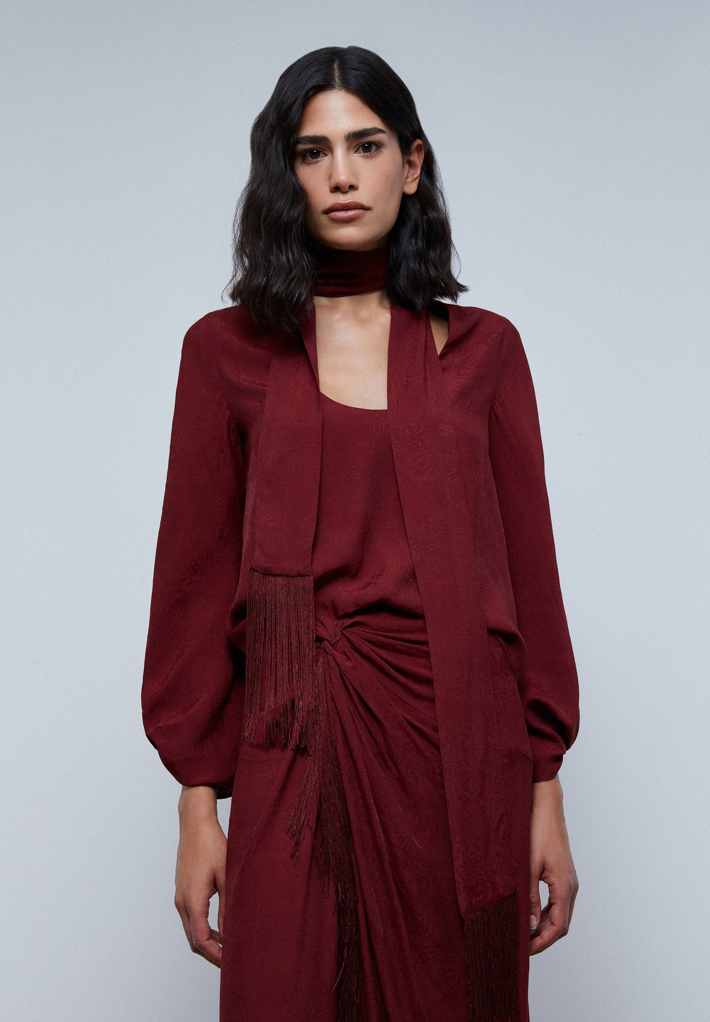 BLUSA JACQUARD LAZADA CUELLO