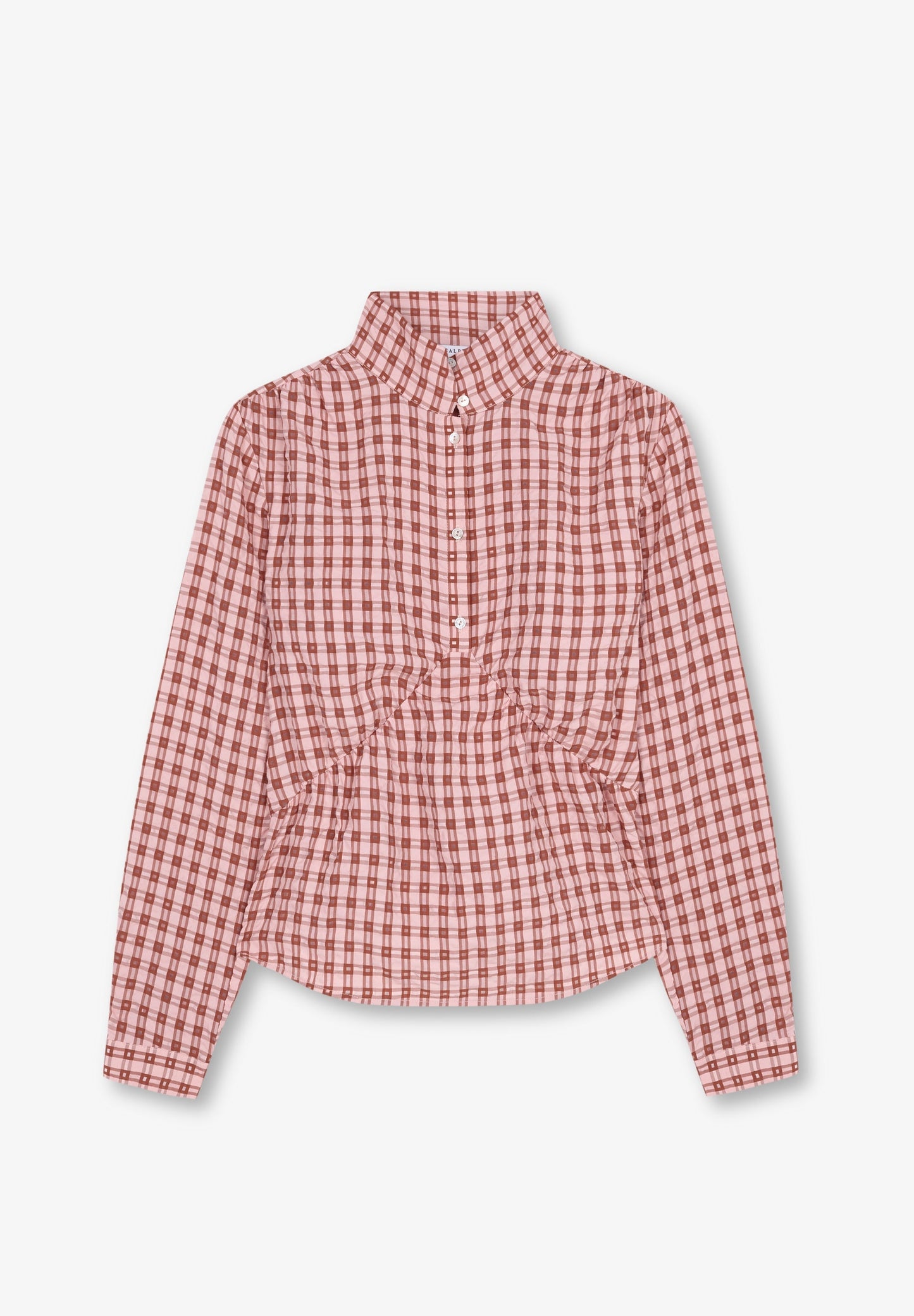 BLUSA CUADROS CUELLO ELEVADO