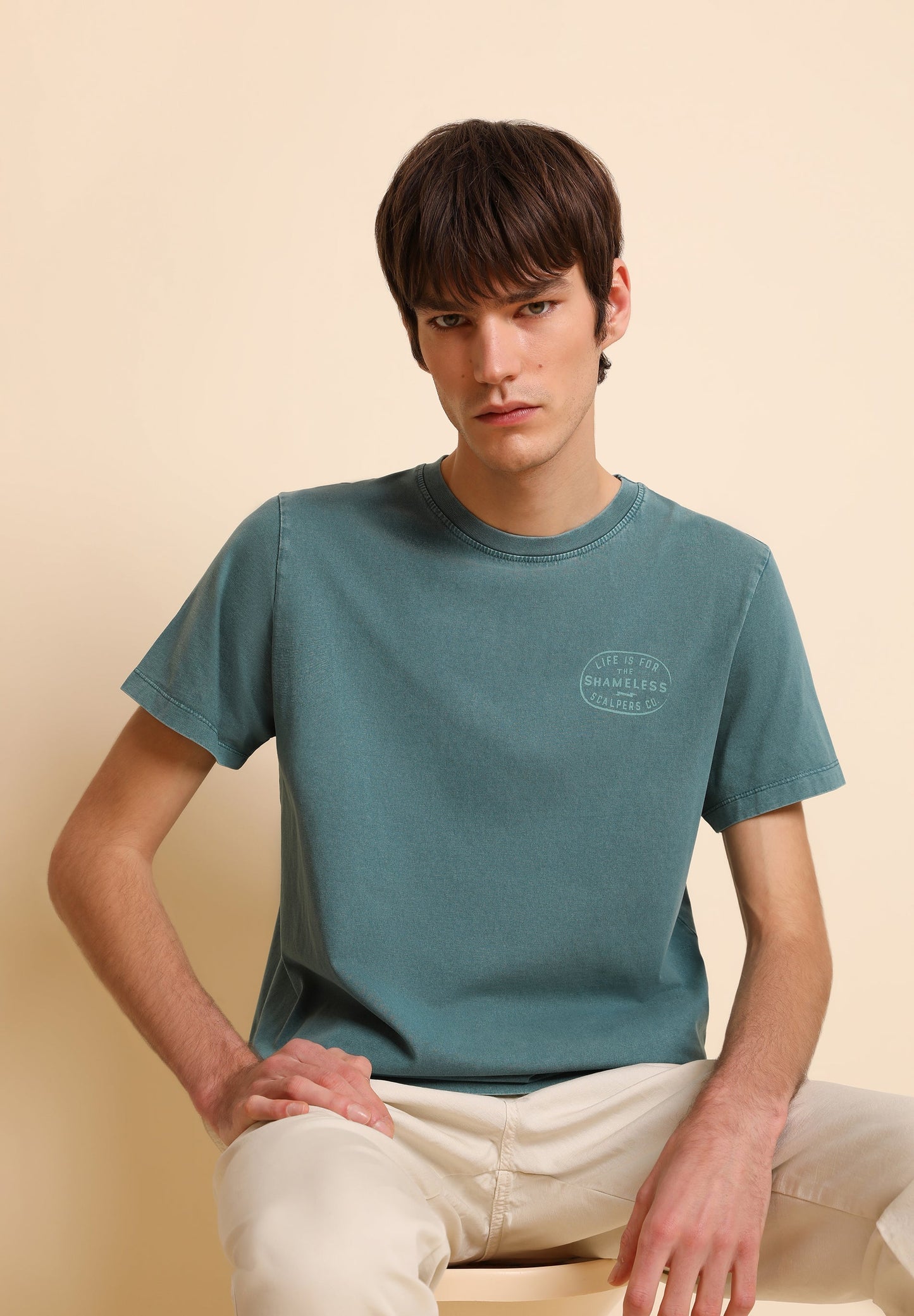 CAMISETA LAVADA PRINT CONTRASTE