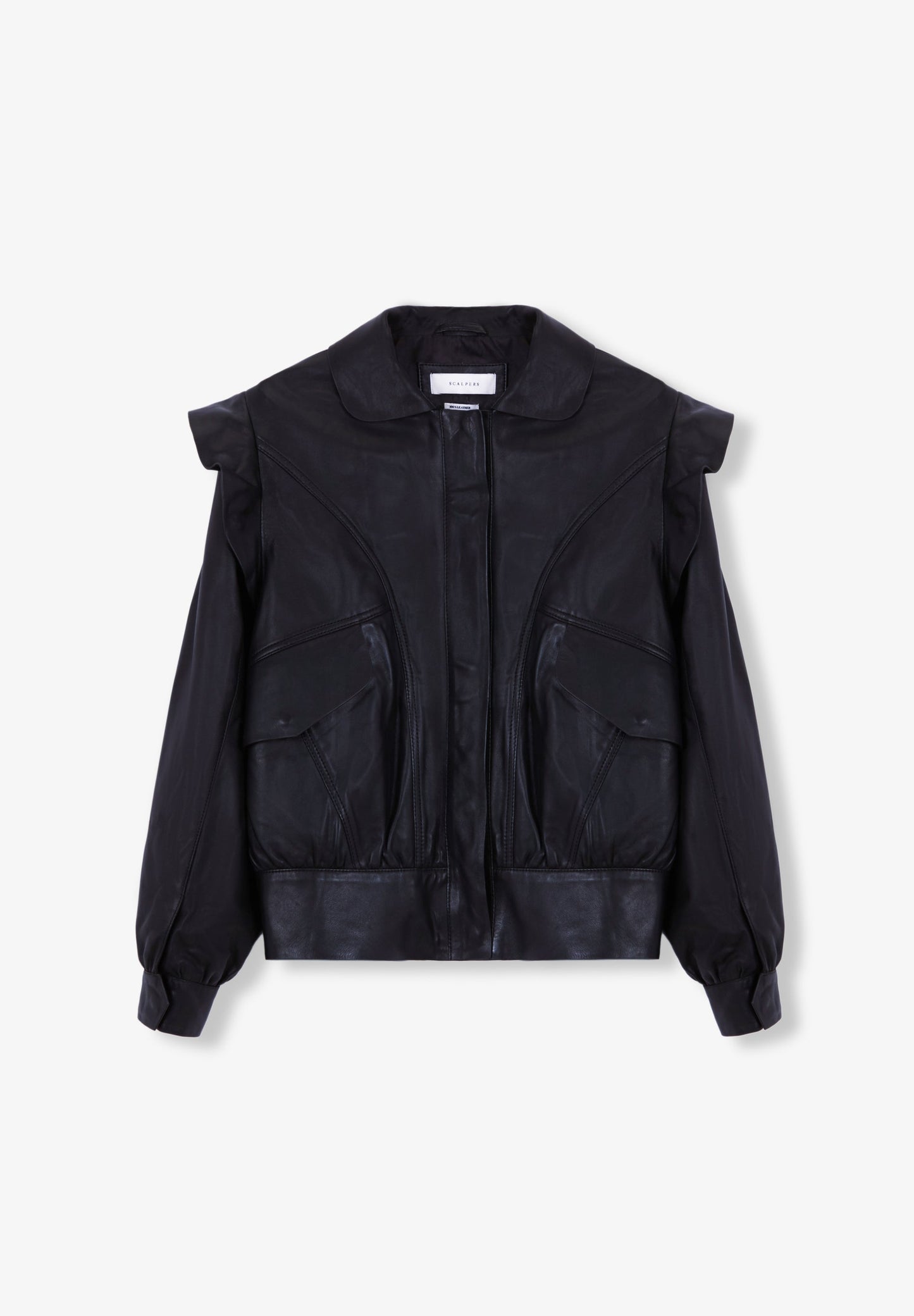 CHAQUETA PIEL VOLANTE HOMBRO