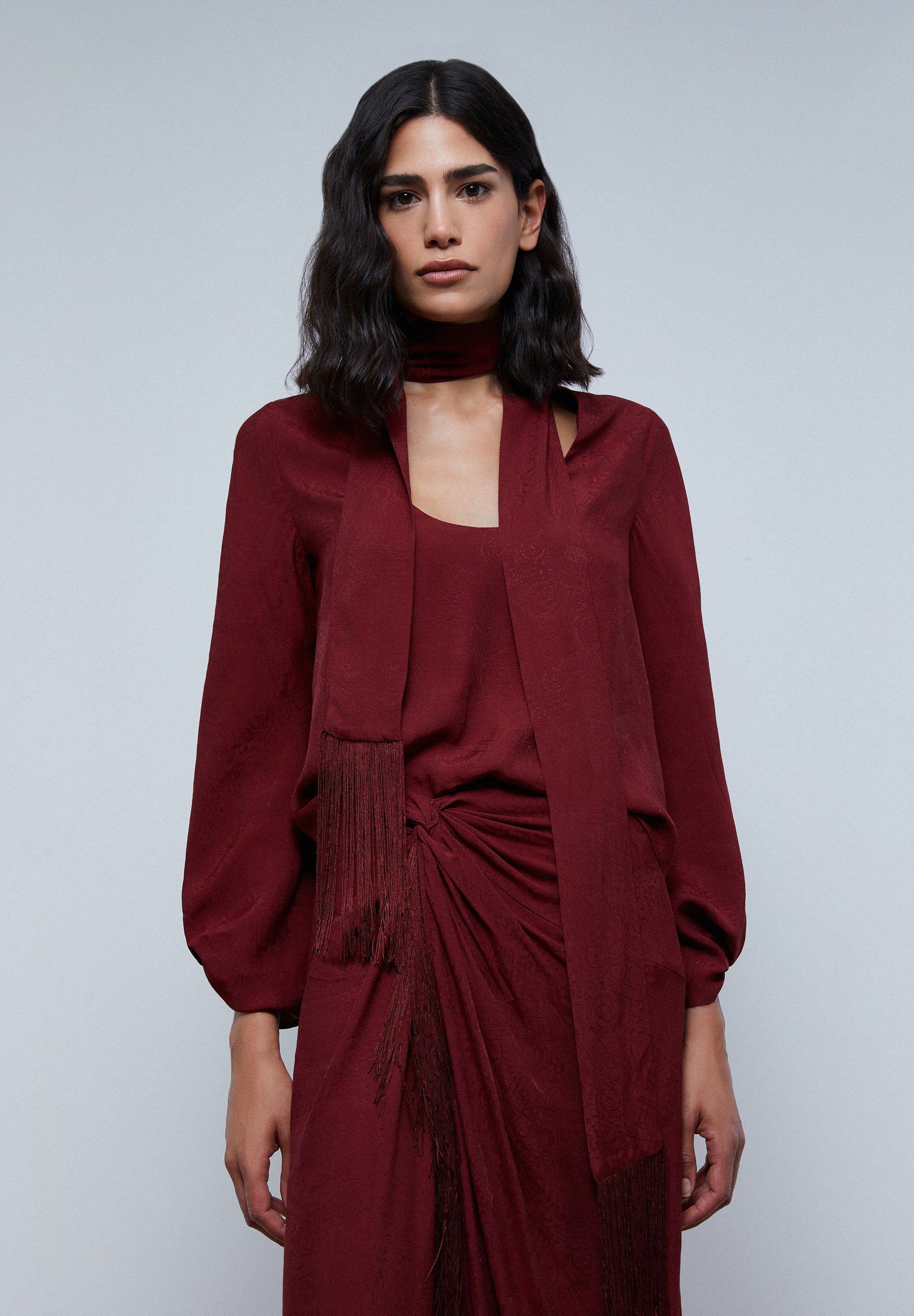 BLUSA JACQUARD LAZADA CUELLO