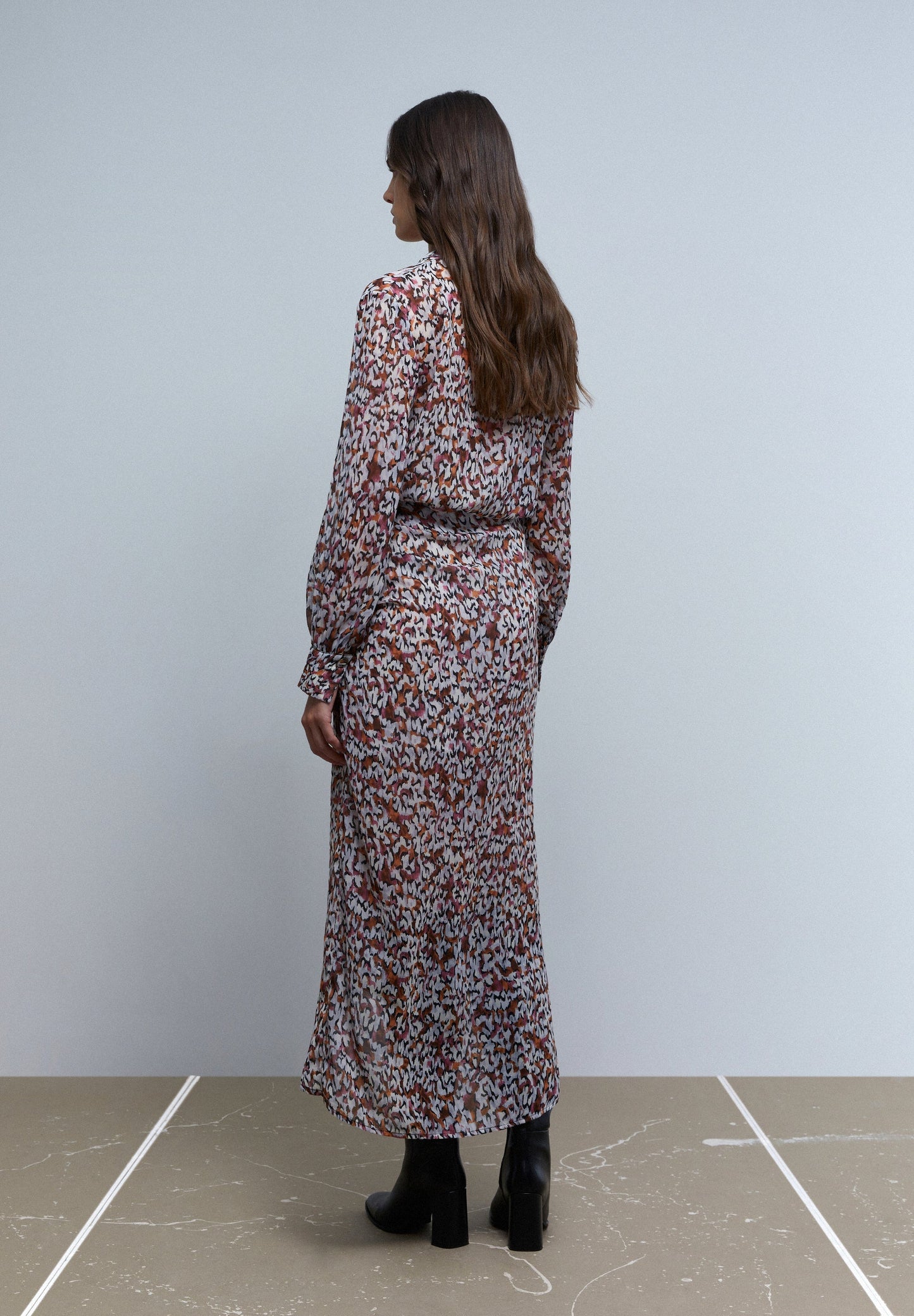 FALDA MIDI DRAPEADA PRINT