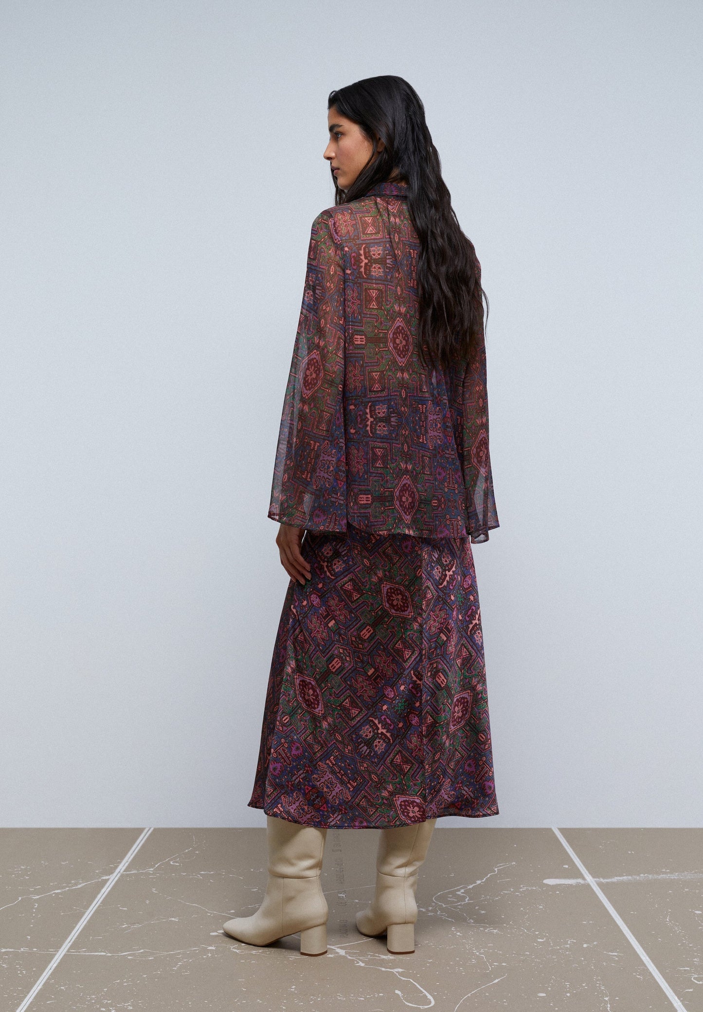 FALDA MIDI PRINT ÉTNICO