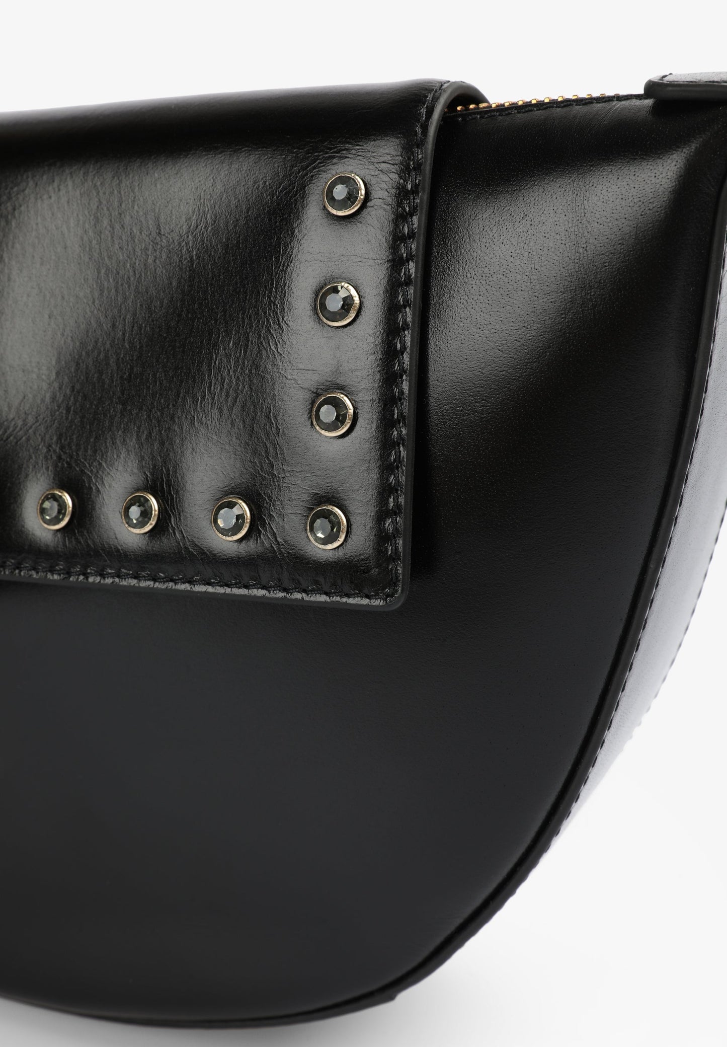 BOLSO PIEL MEDIA LUNA CRISTALES