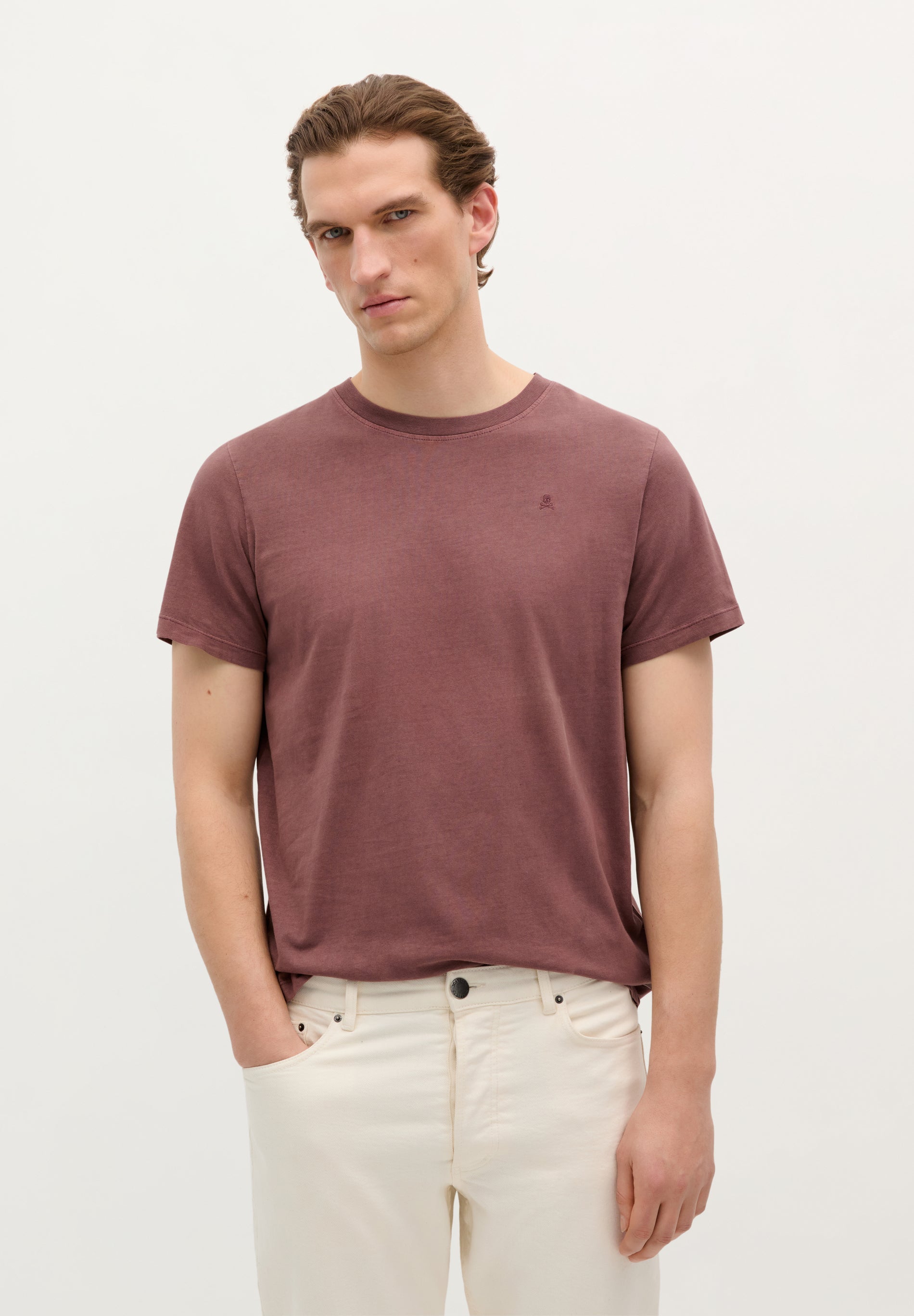 CAMISETA CALAVERA BORDADA TONO