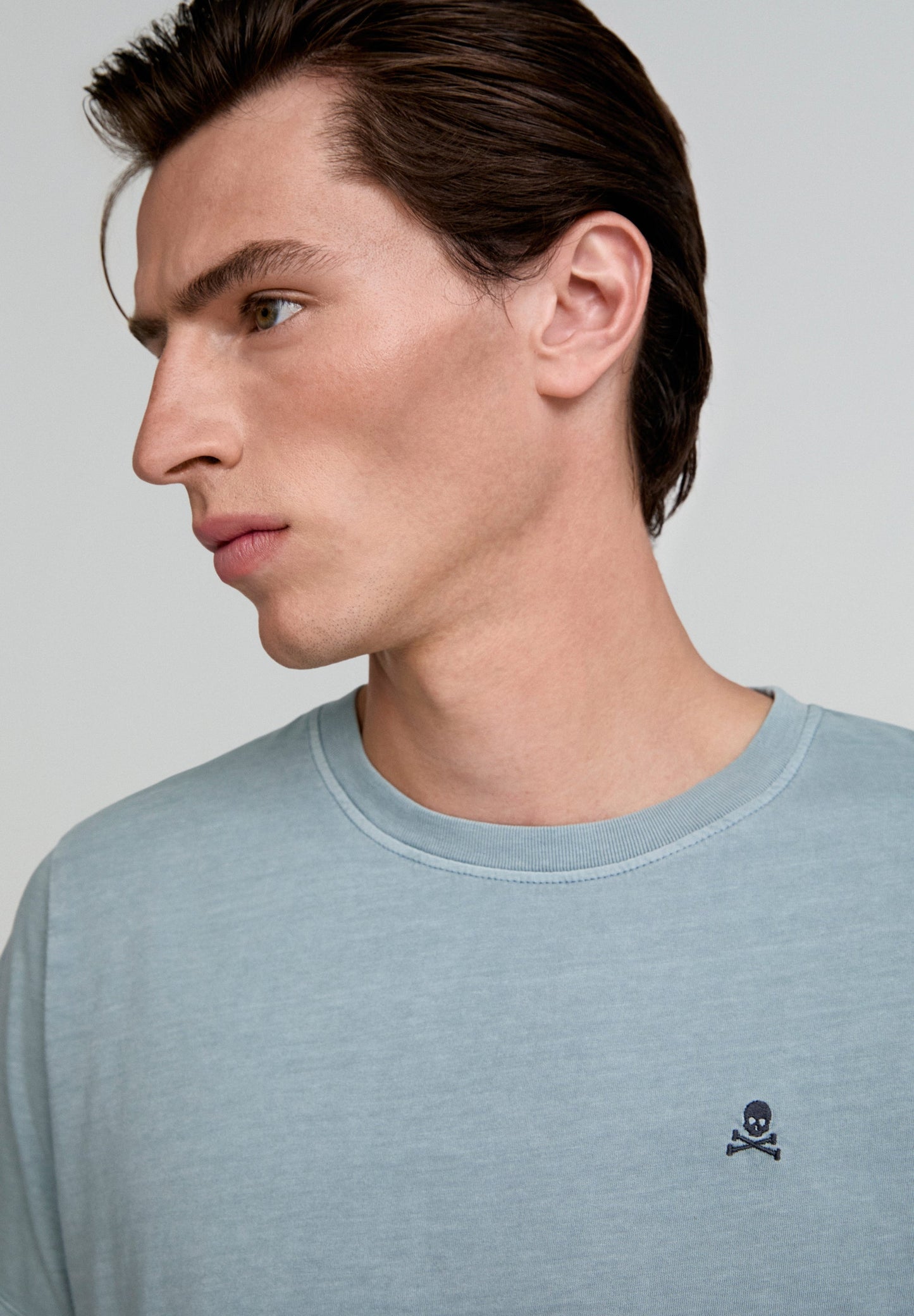 CAMISETA LAVADA CALAVERA BORDADA