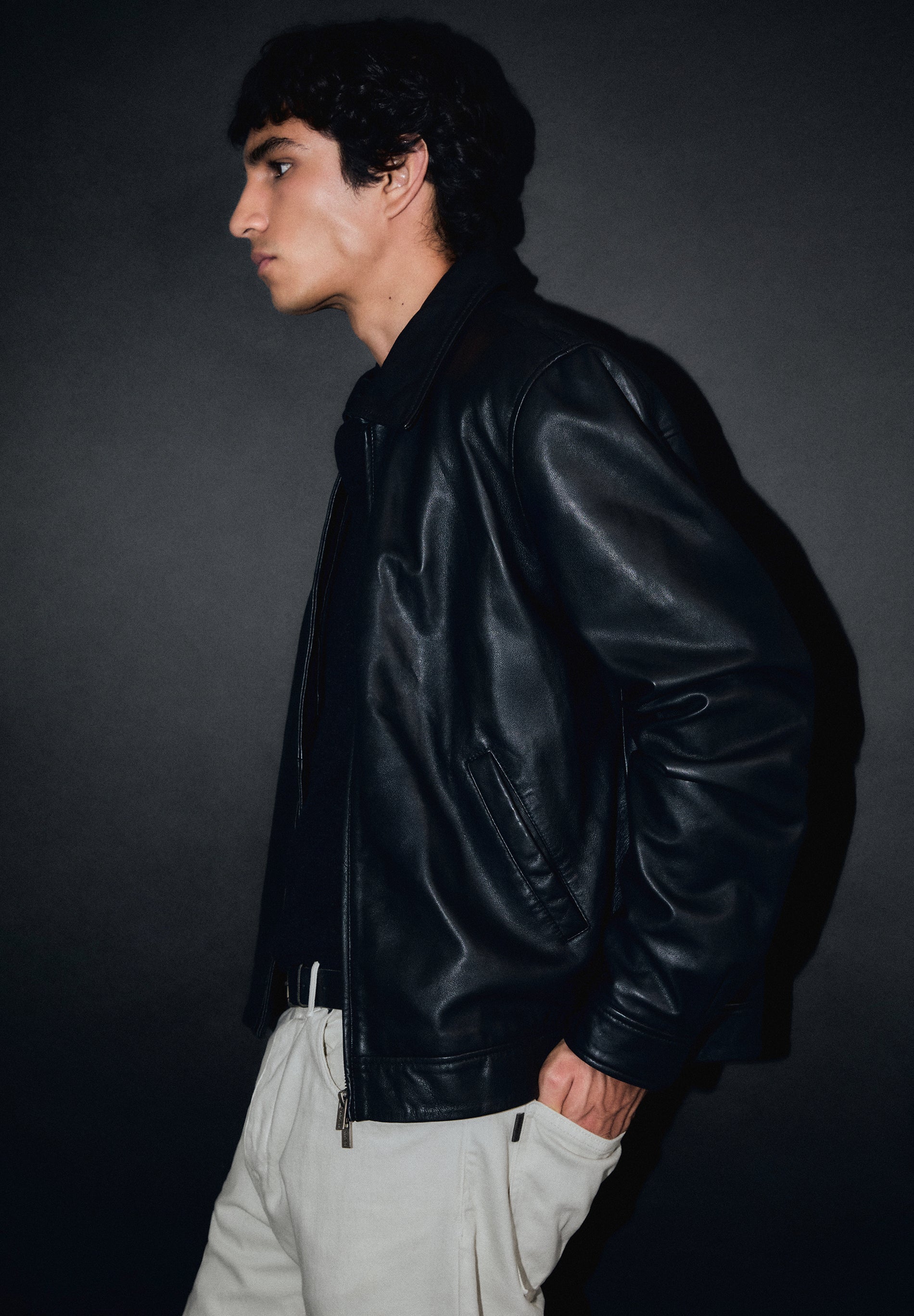 CHAQUETA PIEL CUELLO CAMISA